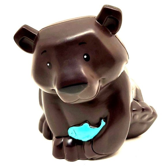 2017 Fisher Price Little People Animal Figure Zoo Brown Bear w/ Fish (Z27C) - Picture 5 of 7